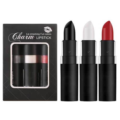 3Pcs Matte Velvety Lipstick Set - Black White Red Lip Face Paint - 0.12 Fl Oz Variation 02#