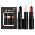 3Pcs Matte Velvety Lipstick Set - Black White Red Lip Face Paint - 0.12 Fl Oz Variation 02#