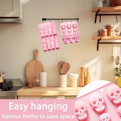 Halloween Silicone Mold Set with Skeleton & Witch Finger Shapes - Pink QY226