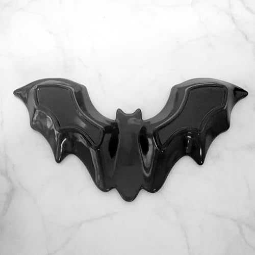 Bat-Shaped Melamine Serving Platter - Halloween Party Tray, Black, 16 x 8.5 Inch