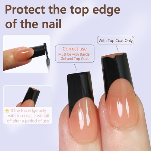 Misssix 240Pcs Long Square Press-On Nail Tips - Brown Base Variation BF-35