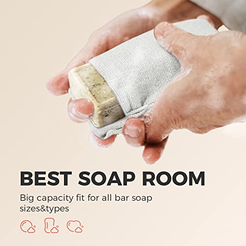 Gentle Exfoliating Soap Saver Bags for Bar Soap - 2 Pack, Grey