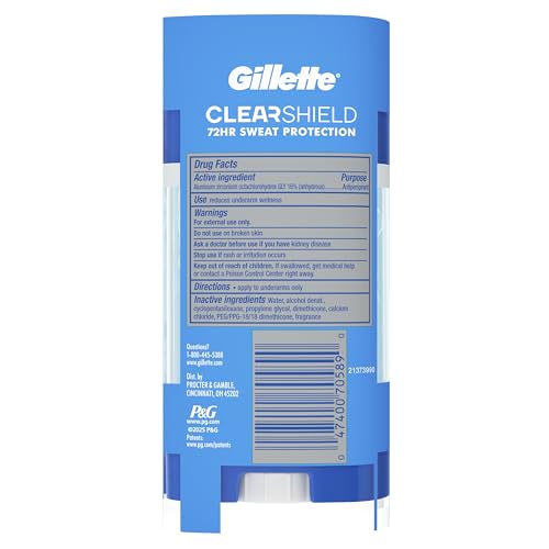 Gillette Antiperspirant and Deodorant for Men, 72hr Sweat & Odor Protection, Long Lasting Freshness, Anti-White Mark Technology, Clear Gel, Arctic Ice Scent, 3.8 oz (Pack of 3)