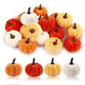 Fall Autumn Artificial Velvet Pumpkins Mini Faux Pumpkins Set - 16 Pieces - Color Variation of Fall Pumpkins