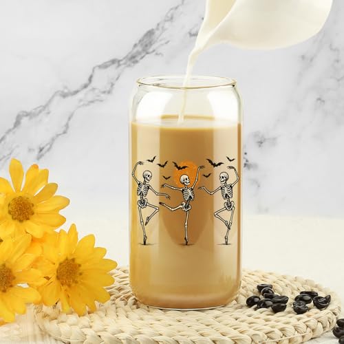 Halloween Skeleton Glass Cup with Variation Skeleton - Trick or Treat Tumbler