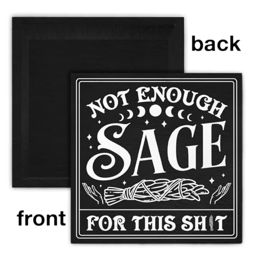 Funny Witchy Halloween Office Decor Black Wood Sign - Not Enough Sage