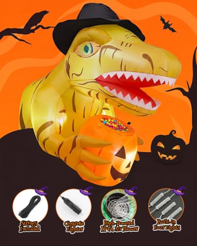 Yellow Trunk or Treat Car Decorations Kit with 4 LEDs - 3.44 FT Inflatable Halloween Decor