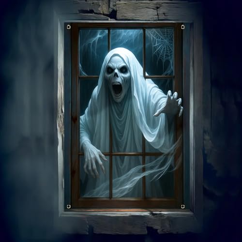 Halloween Ghost Window Cover 31x47 Inch Polyester Outdoor Decor