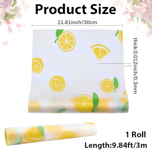 Lemon Pattern Non-Slip Waterproof Shelf Liner 12x118 inch Drawer & Cabinet Mat - CRASPIRE
