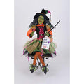 Glitzy Halloween Witch Figurine with Wine-Themed Accessories - 26 Inch Decor
