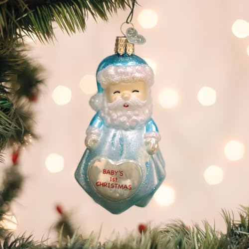 Baby Boy's Santa Lovey Christmas Ornament - First Noel Glass Keepsake - Boy's Santa Lovey Variation