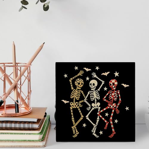 Halloween Skeleton Wooden Sign - Spooky Desk Decor for Home & Office