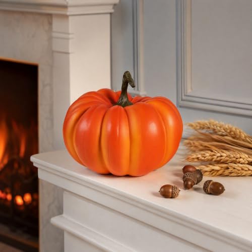 Artificial Pumpkin Decoration - Realistic Resin Fall Halloween Ornament 13.5x17.2cm
