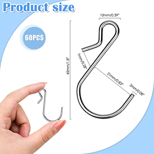 Heavy Duty Metal S Hook Set - 60 Pcs Weatherproof Light & Ornament Clips with Variation of 60 Pcs Pack of 2