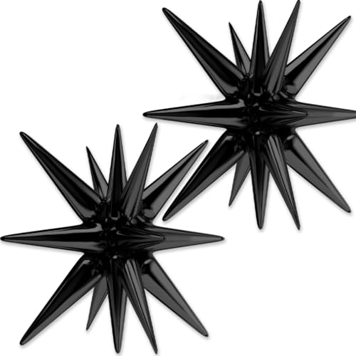 Black Star Spike Balloons 2pcs - 42 Inch Foil Explosion Mylar Party Balloons