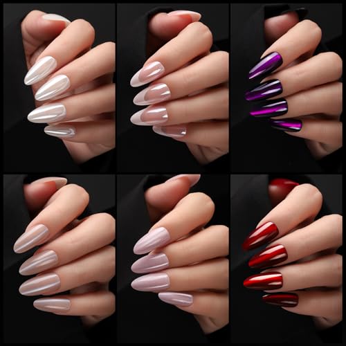 Press On Nails Kit with 6 Colors Almond Fake Nails & Accessories