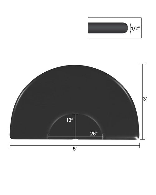 Artist hand 3 ft. x 5 ft. Barber Chair Mat Salon & Barber Shop Chair Anti-Fatigue Mats Comfort Salon Chair Mat,Semi Circle - 1/2 in. Thick,Black