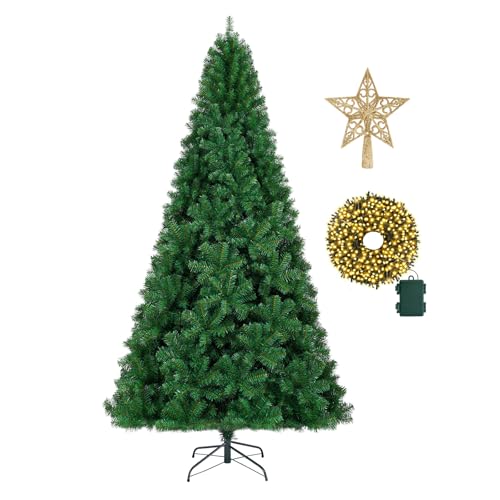 Green 4ft Artificial Spruce Christmas Tree with 450 Branch Tips, Top Star & 100 LED Lights
