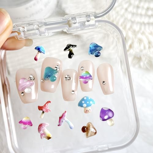 Cute Mushroom Nail Charms 3D Resin Nail Art Decorations - Mushroom Variation