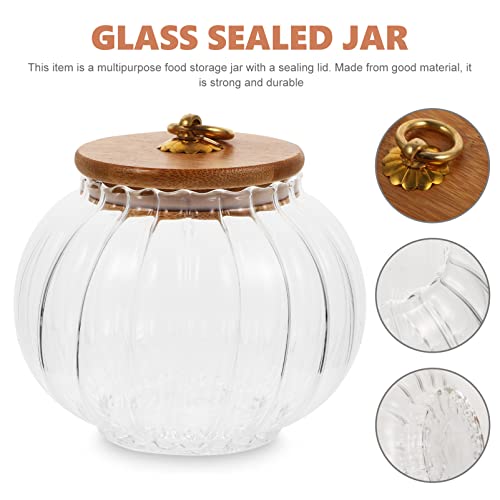 Glass Pumpkin Candy Jar with Lid 28Oz Food Storage Container for Halloween Christmas