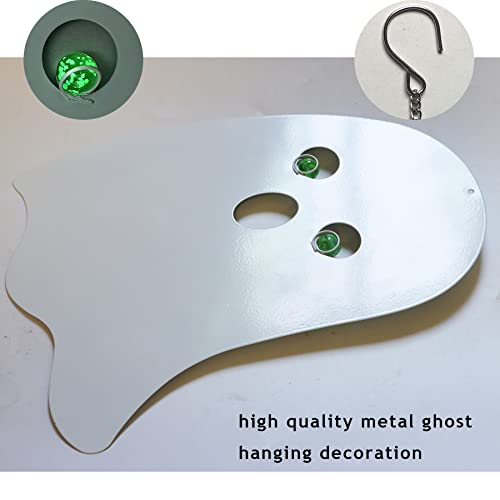Halloween Metal Ghost Hanging Decorations Set of 3 with Glowing Eyes for Yard Porch Outdoor Indoor - Ghosts Variation