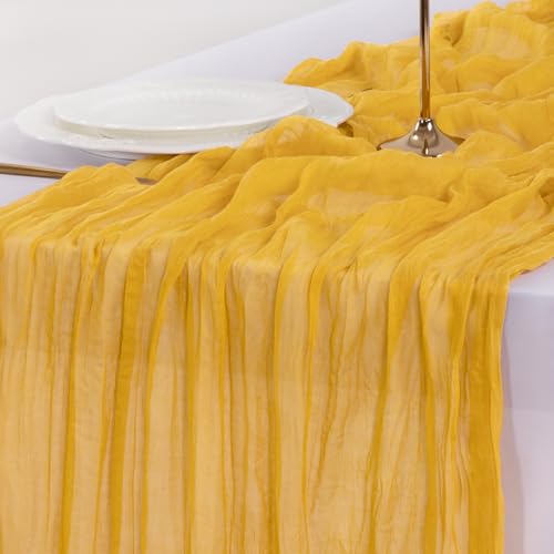 Gold Cheesecloth Table Runner for Wedding & Party Decor - 10ft 3pcs