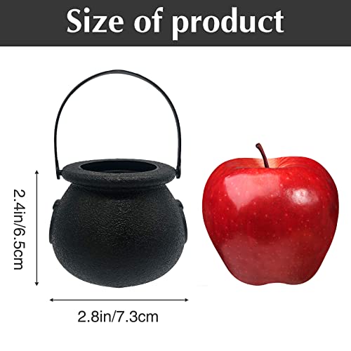 24 Pack Plastic Cauldrons Mini Witch Cauldron Halloween Party Candy Holders - Black