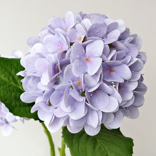 Pale Purple Hydrangea Artificial Flowers - 19.6 Inch Faux Bouquet, 4-Pack for Indoor & Outdoor Decor