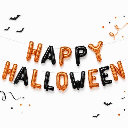 Halloween Balloons Banner 16 Inch Foil Inflatable Party Decorations Orange Black