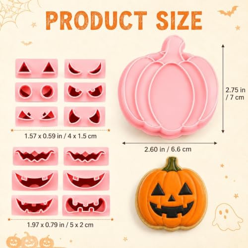 Halloween Cookie Cutters and Stamps Set - 13 Pumpkin Shapes