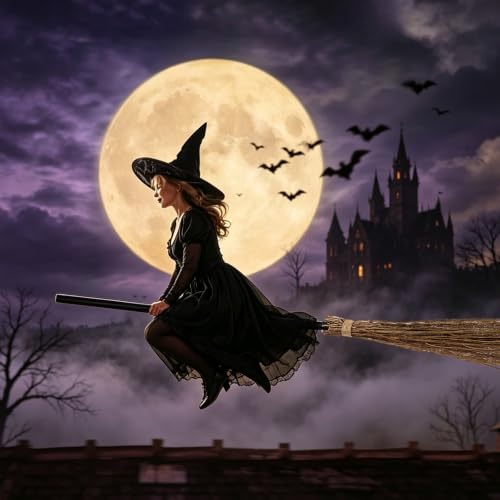6 Pack Halloween Witch Brooms - Plastic & Branch Decor Props for Porch & Costume