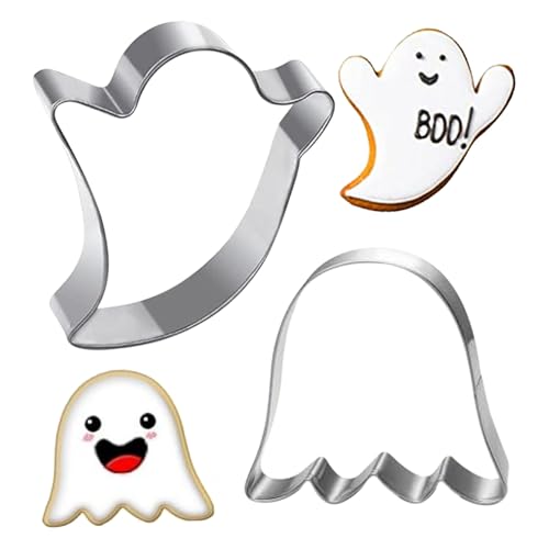 Halloween Ghost Cookie Cutters Set - Stainless Steel Ghost Shapes for Baking and Crafts