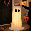 Large White Ghost Candy Bowl Halloween Decoration with Lighted Remote Control for Porch Yard