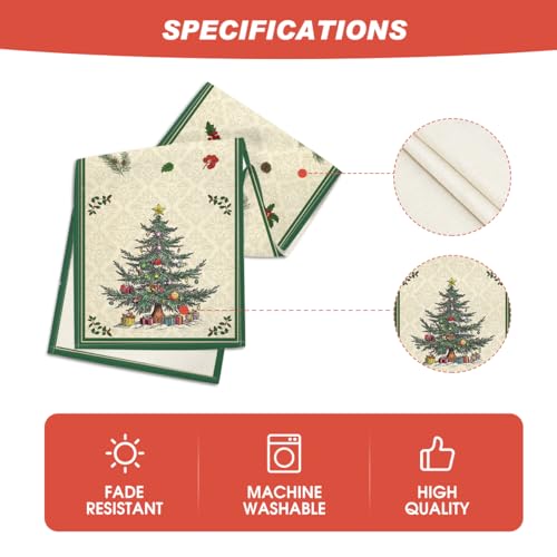 Christmas Table Runner 13x36 Inch Green Seasonal Holiday Decor - Durable Polyester