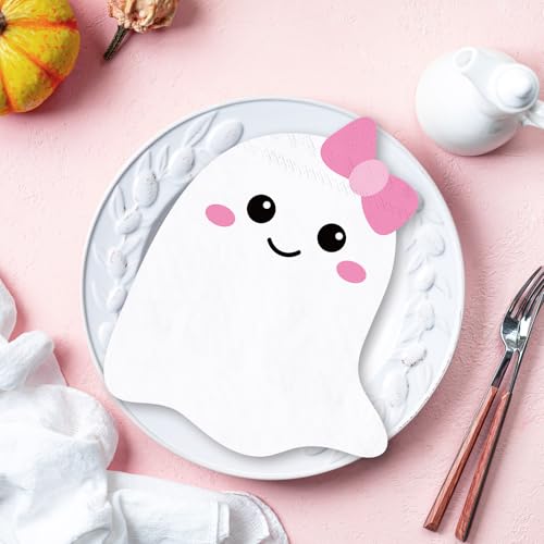 Halloween Ghost Paper Napkins 100-Pack - Spooky Party Tableware