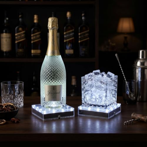 10 Pack 5-Inch Square LED Light Bases for Glass Art & Centerpieces