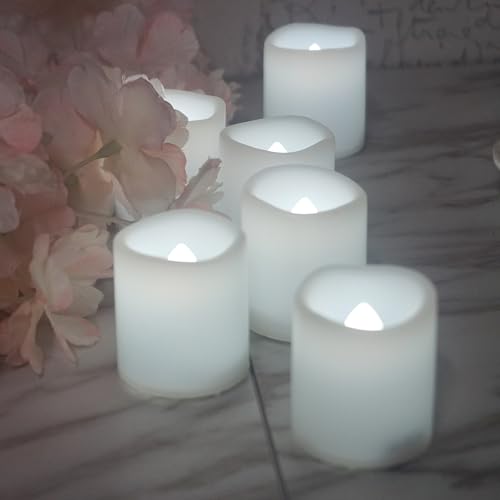 12 Pack LED Flameless Votive Candles - White Glow, Battery Operated