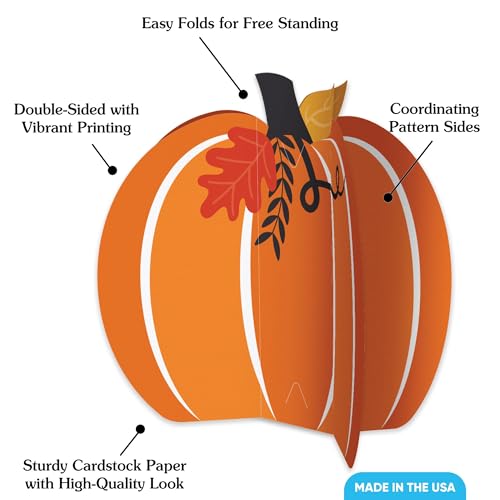 Fall Pumpkin Centerpieces Set of 8 - 3D Autumn Table Decor for Thanksgiving & Halloween