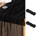 DeZerlor Black Cheesecloth Table Runners 2 Pack - Halloween Boho Decor