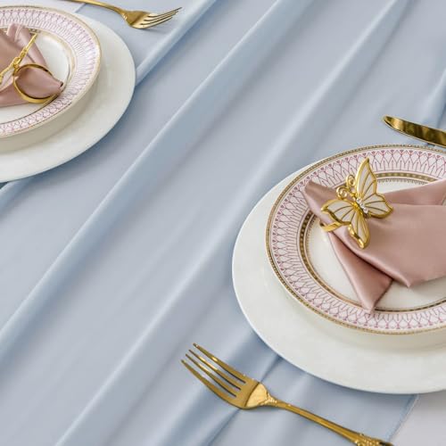 10ft Chiffon Table Runner Set - Dusty Blue 5 Pcs Romantic Wedding Decor