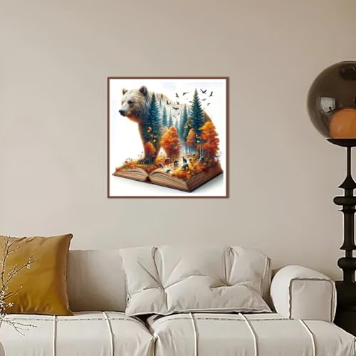 Forest Bear Diamond Painting Kit for Adults 12x12 Inches Wall Decor