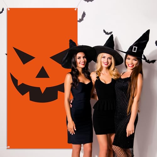 Halloween Pumpkin Door Cover Decorations - 71 x 35 Inch, Mainly Orange
