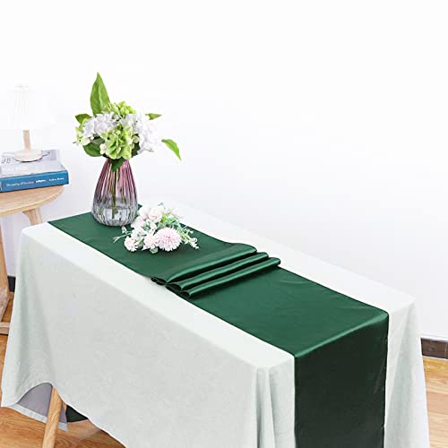 Forest Green Satin Table Runner 12x108 Inches - 12 Pack - Elegant Event Decor