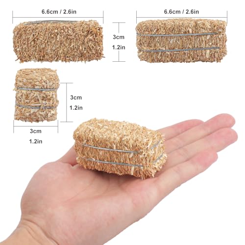 Mini Decorative Hay Bales & Twisted Hemp Rope Set for Fall Halloween Crafts & Rustic Decor