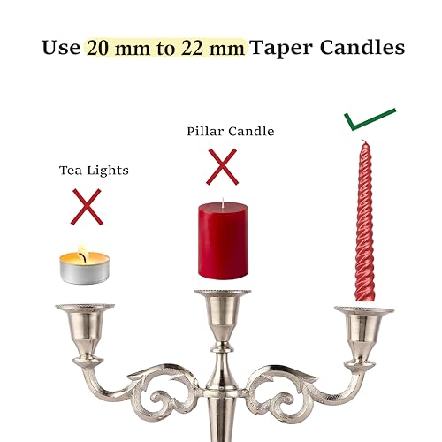 Silver 3-Arm Candelabra Taper Candle Holder - Elegant Indoor Centerpiece