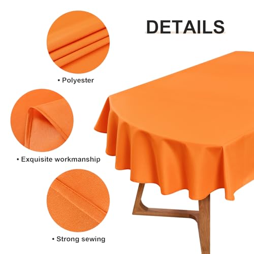 Oval Tablecloth 60 x 102 Inch Washable Fabric - Orange, Holiday & Party Decor