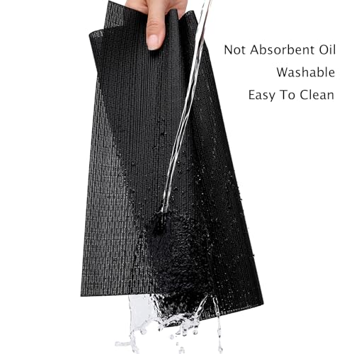 Black Placemats Set of 4 - 17x12 Inch Washable PVC Dining Table Mats