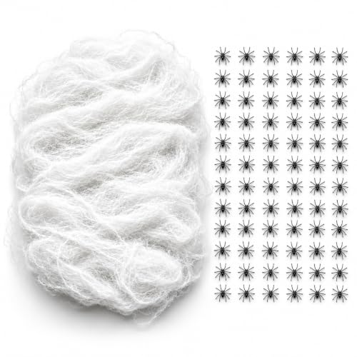 Vellax Halloween Spider Web Decorations 300g with 60 Spiders - Indoor & Outdoor Spooky Decor