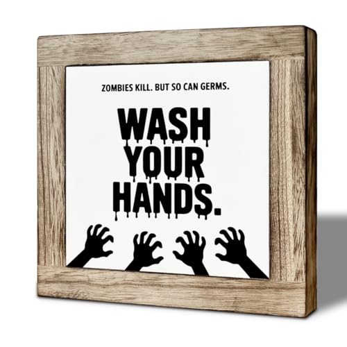 Funny Halloween Bathroom Sign - Wash Your Hands Decor - Halloween 09