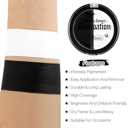 Black and White Face Paint Makeup - Gothic Full Coverage Body & Stage Paint - Variation: White Black